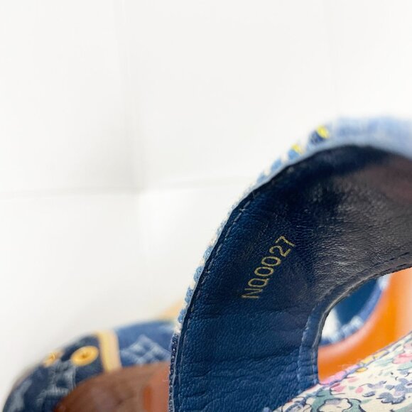 Vintage Louis Vuitton Blue Denim Monogram Heels | Unique Patchwork | S 38.5 EUC - Picture 9 of 14